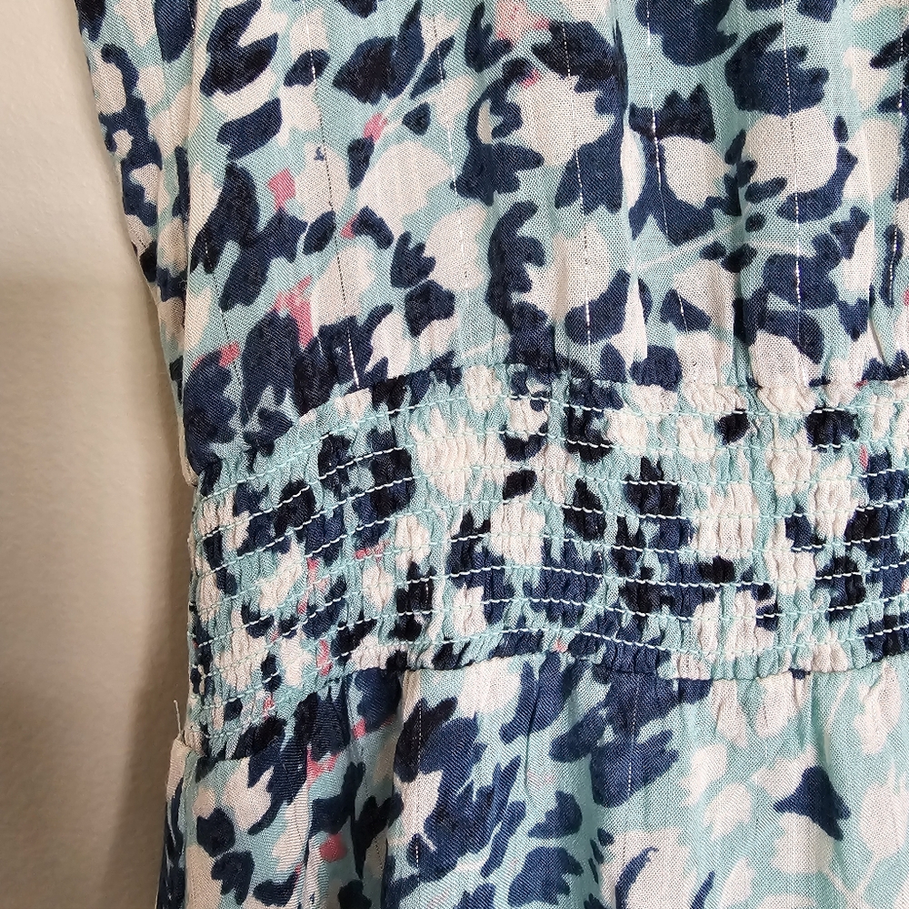 LOFT Floral Print Dress with Smocked Waist